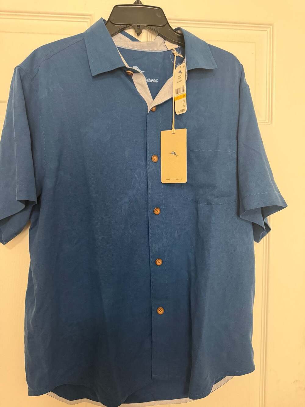NWT Tommy Bahama Pick Six Short Sleeve Button-Up Shirt in DK Cobalt- Med